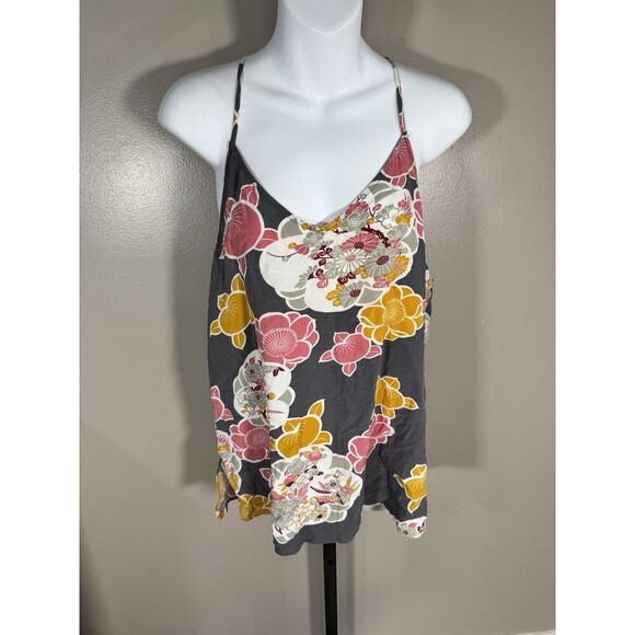 Josie Natori chemise top Floral Pink and orange Racerback woman’s size Large - Picture 1 of 5